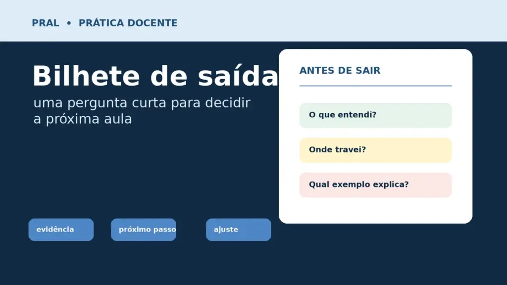 Imagem destacada: bilhete de saída como evidência para planejar a próxima aula