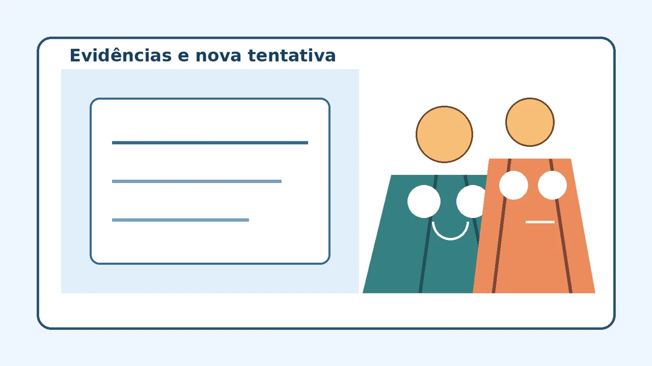 Professor e alunos analisam evidências para planejar uma nova tentativa de aprendizagem