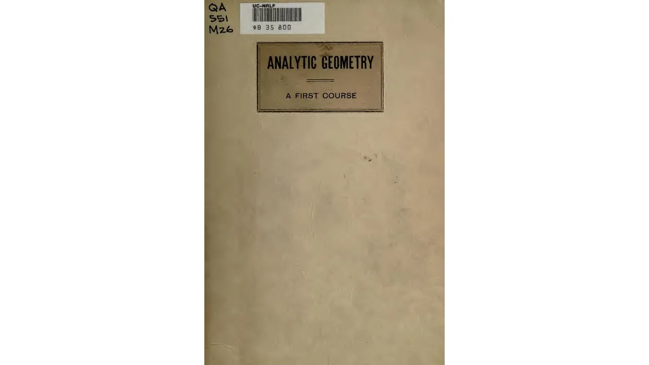 Livro de geometria analítica preservado em domínio público, usado como referência visual para discutir representações geométricas.